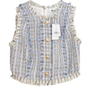Walter Baker Dara Malibu Light Blue Tweed Top XL